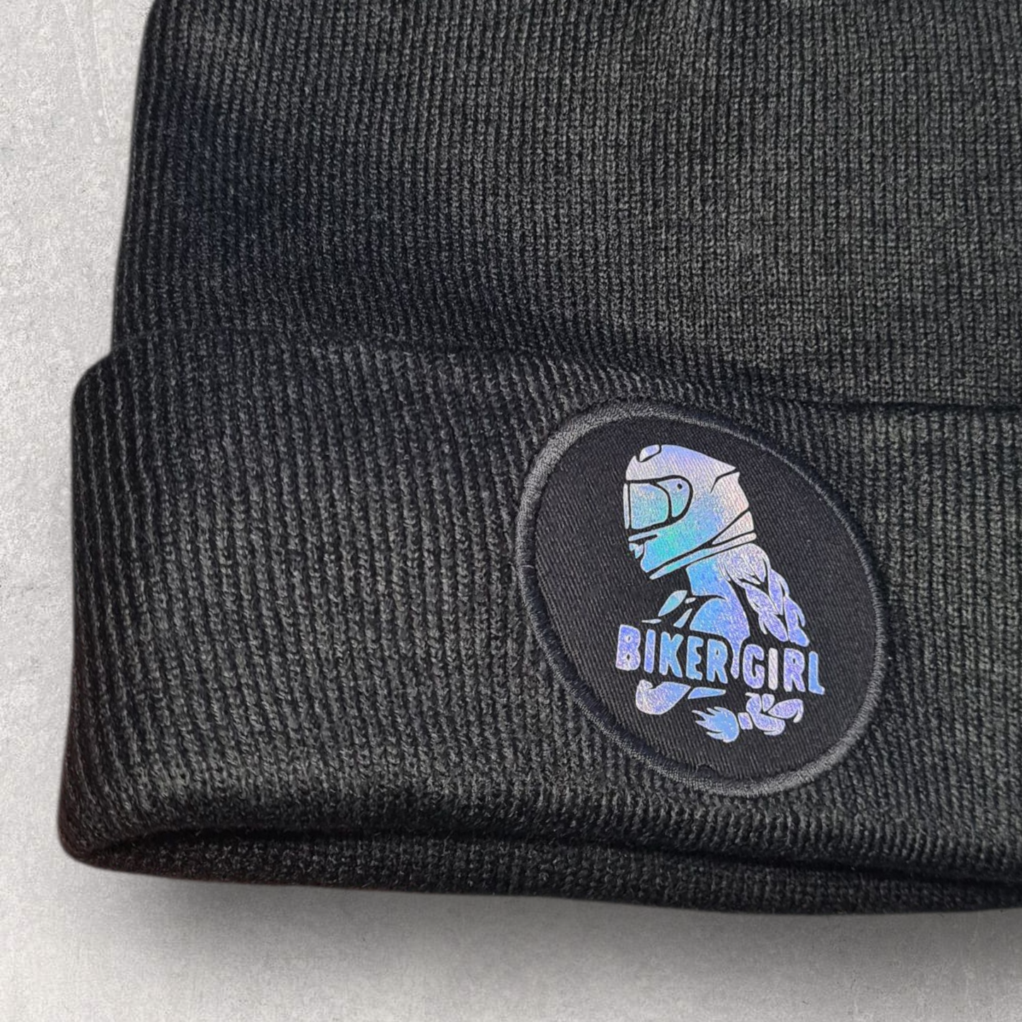 Bonnet noir " Biker girl "