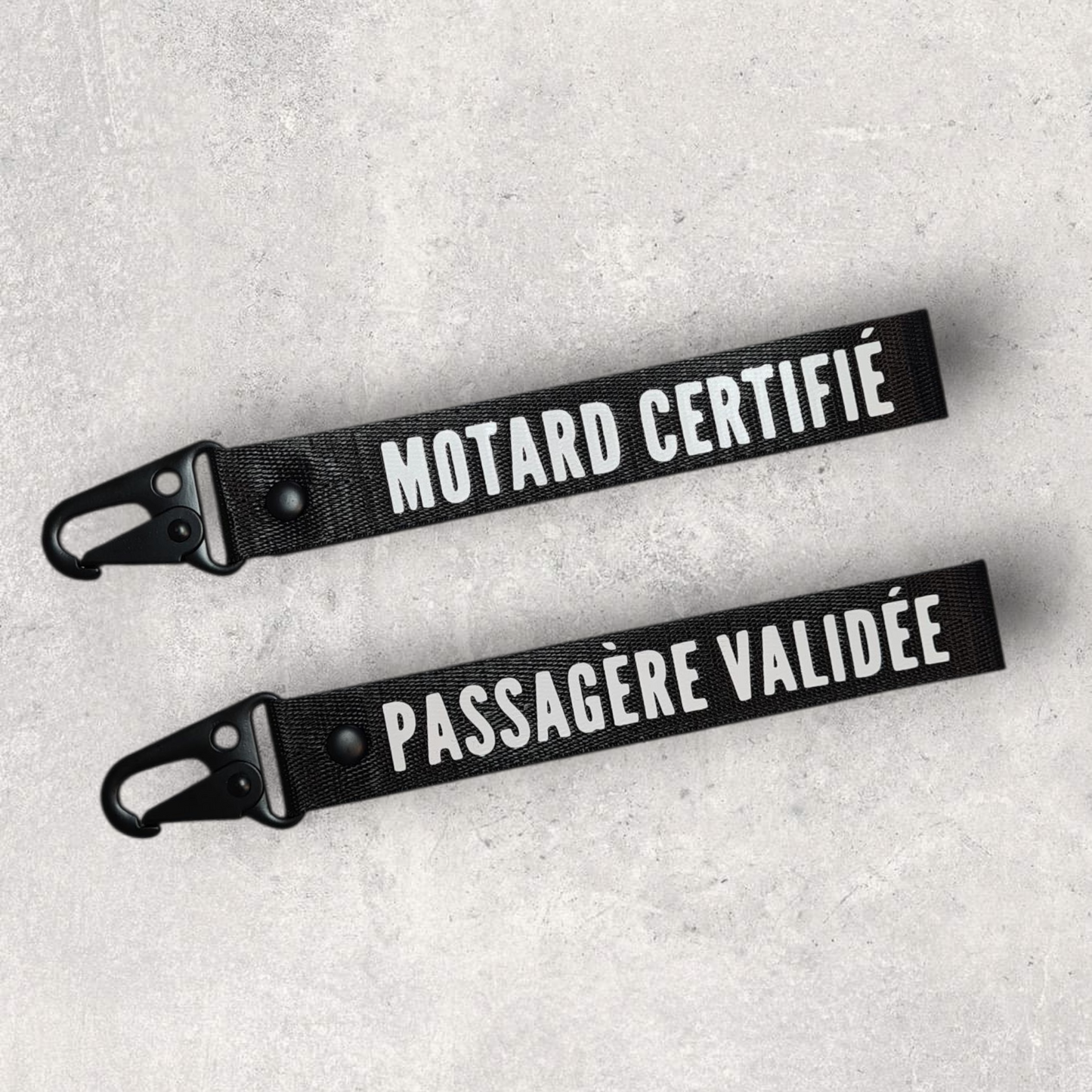 Porte-clés Duo – Motard et Passagère