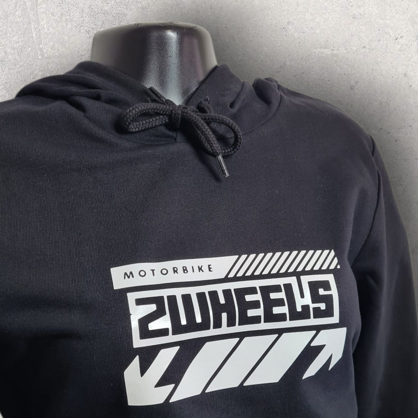 Sweat à capuche noir " Motorbike 2wheels " pour motarde