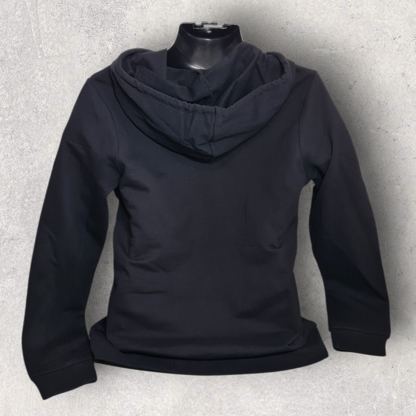 Sweat noir à capuche femme " Bikergirl " holographique