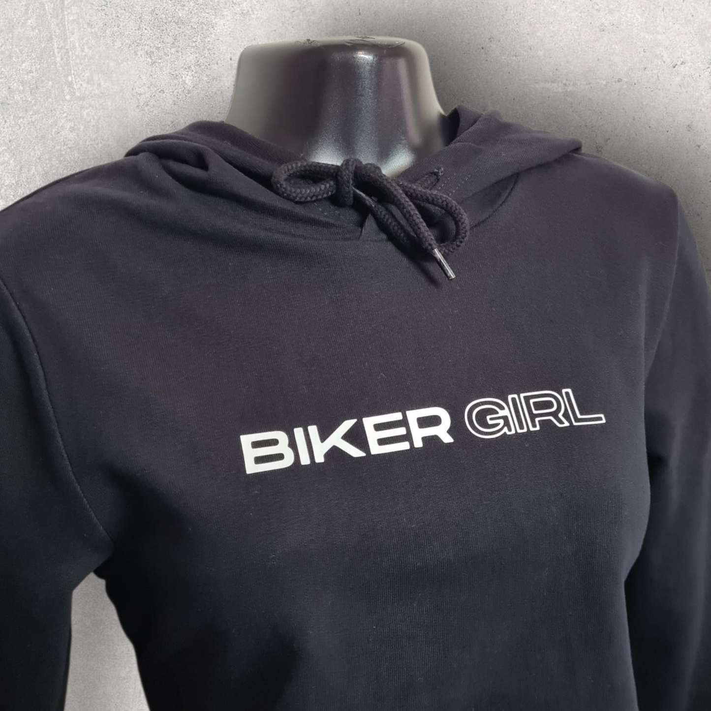 Sweat noir à capuche " Biker girl " pour motarde