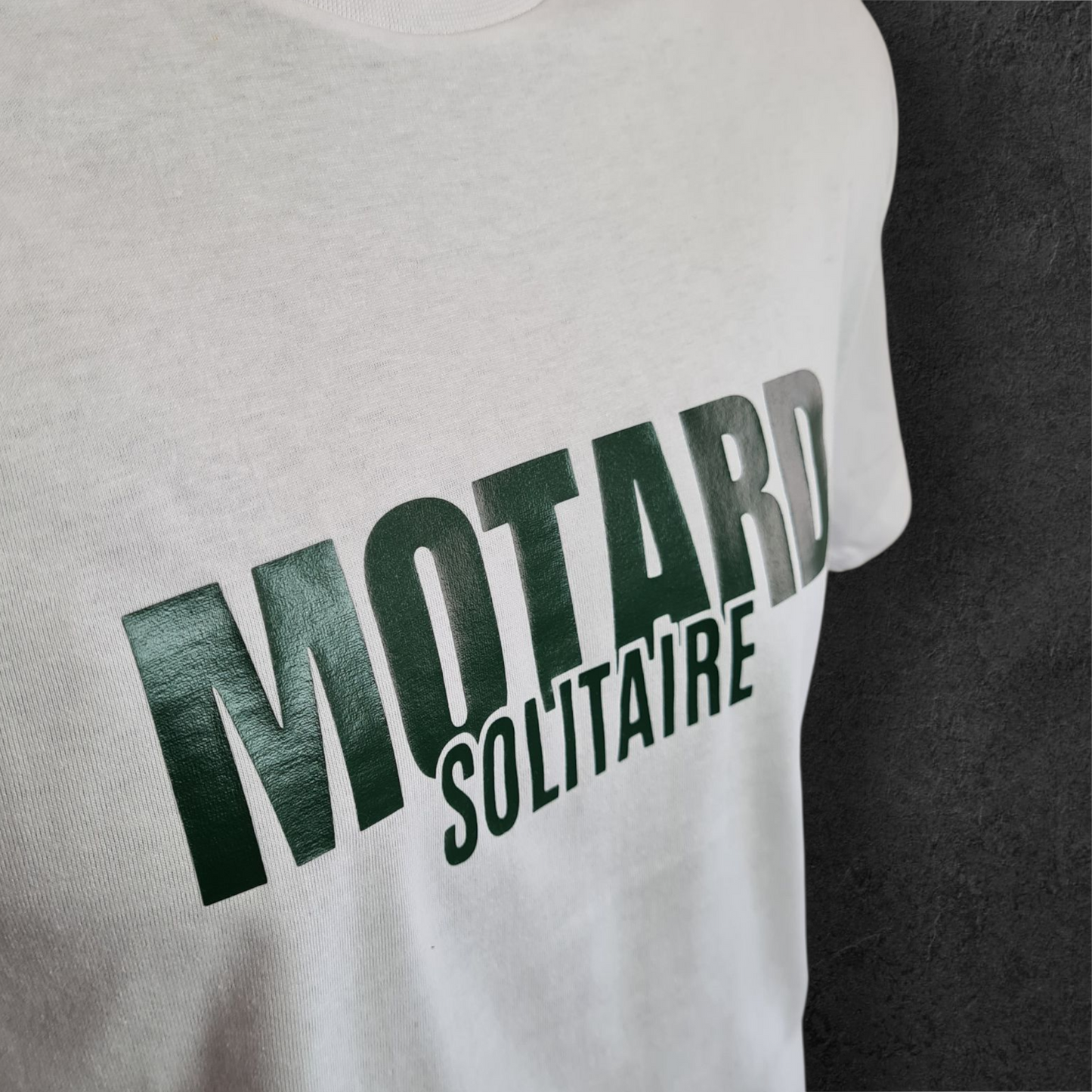 T-shirt blanc à manche courte homme " Motard solitaire "