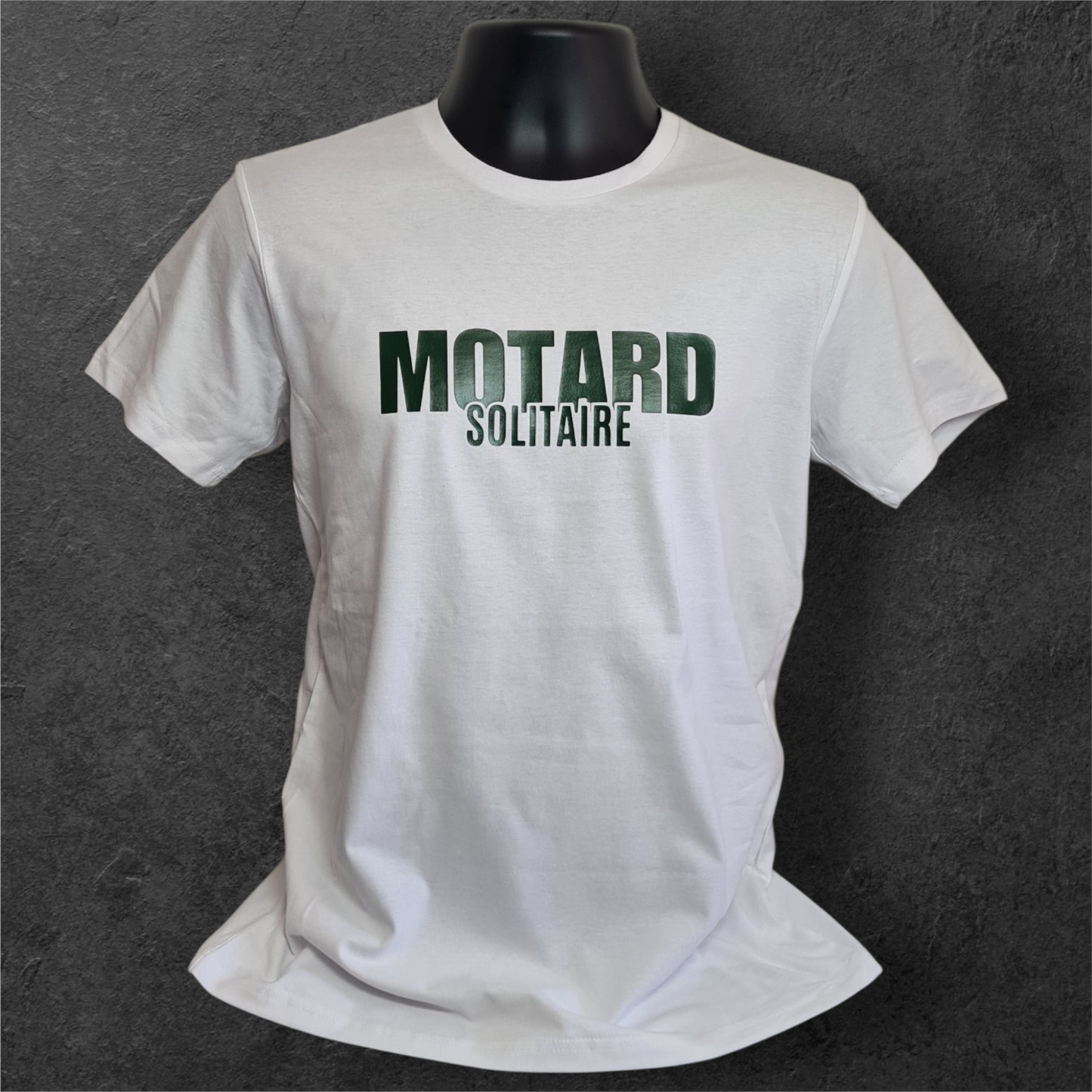 T-shirt blanc à manche courte homme " Motard solitaire "