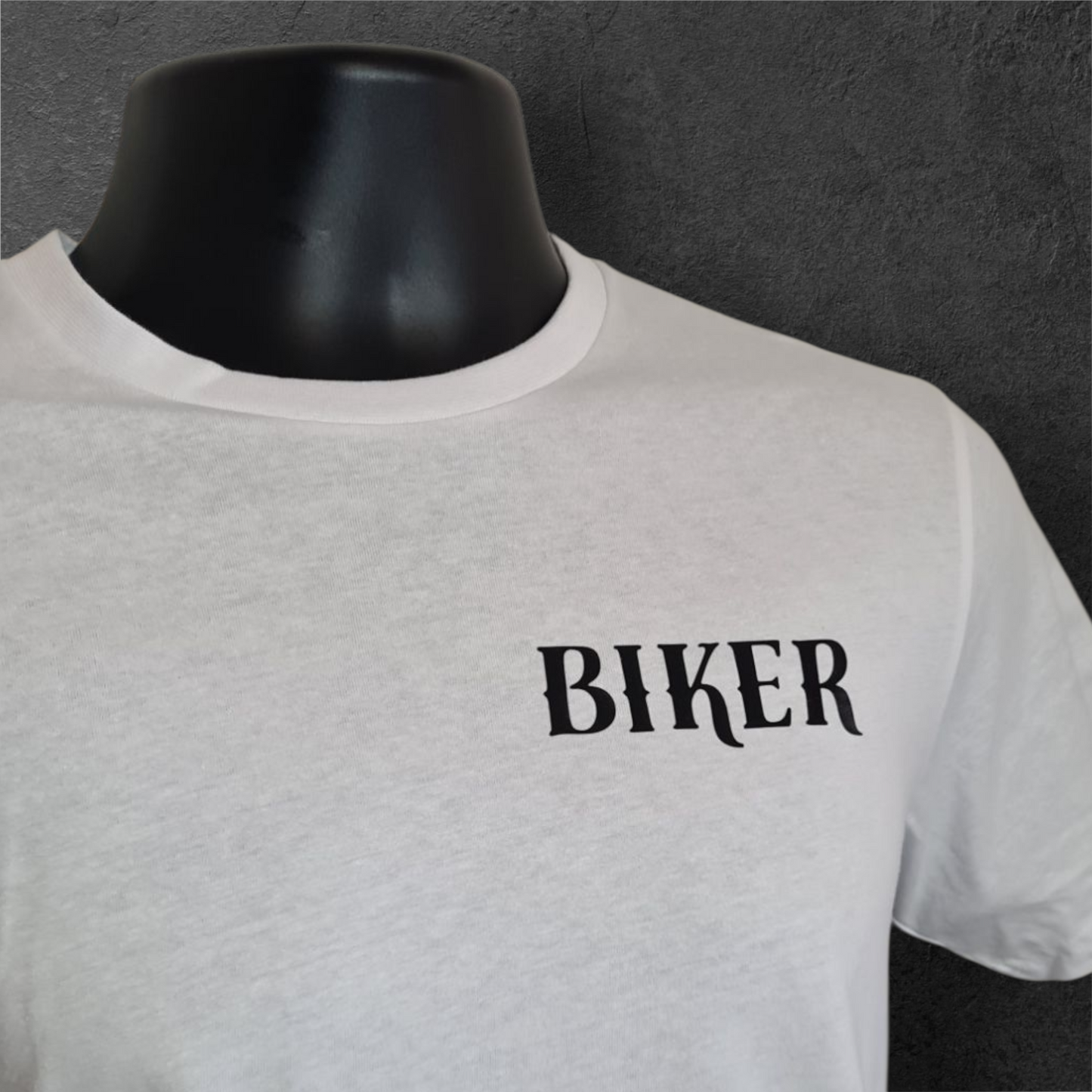 T-shirt blanc à manche courte " Biker " pour motard