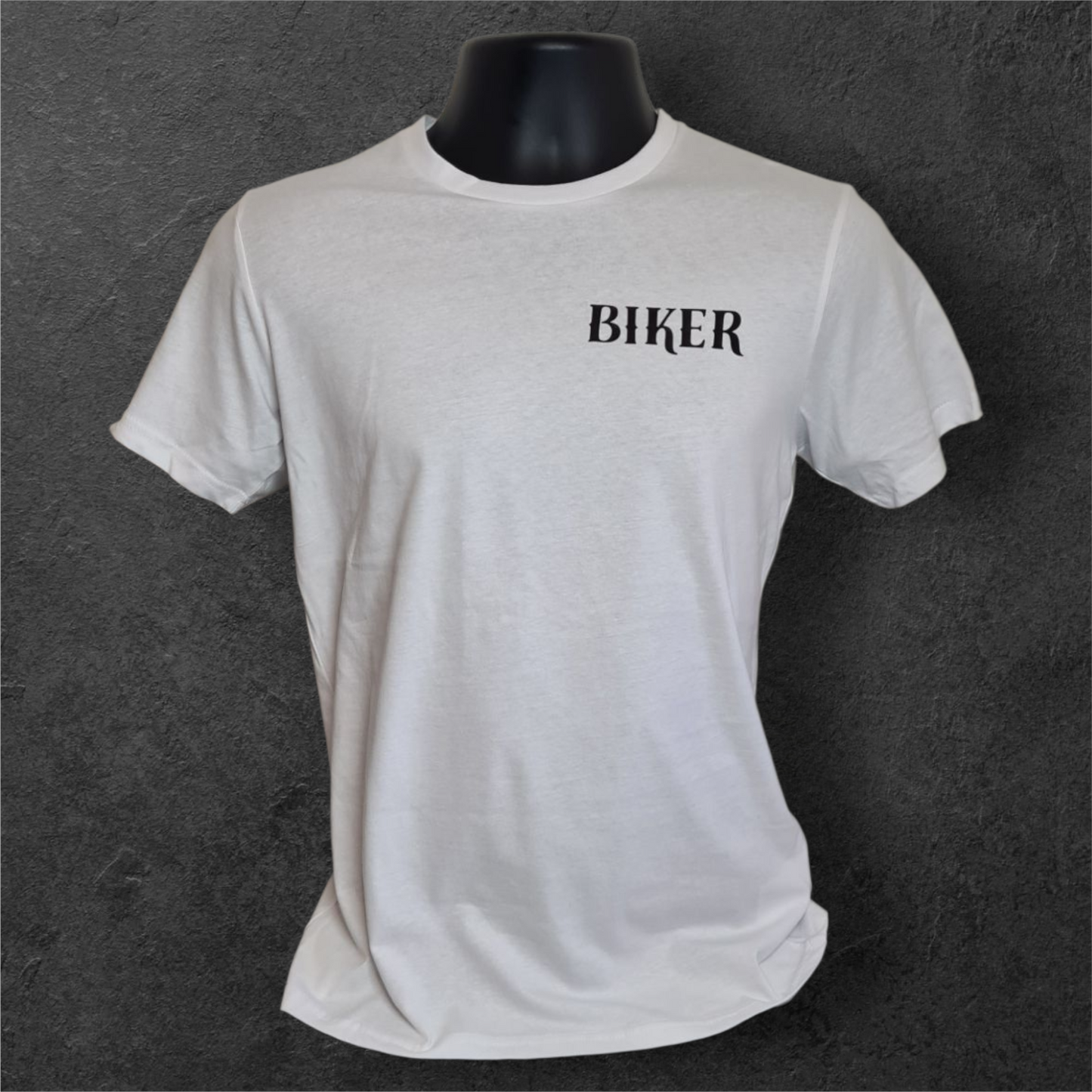 T-shirt blanc à manche courte " Biker " pour motard
