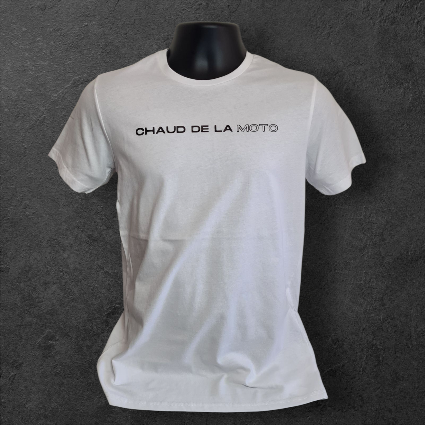 T-shirt blanc à manche courte homme " Chaud de la moto "