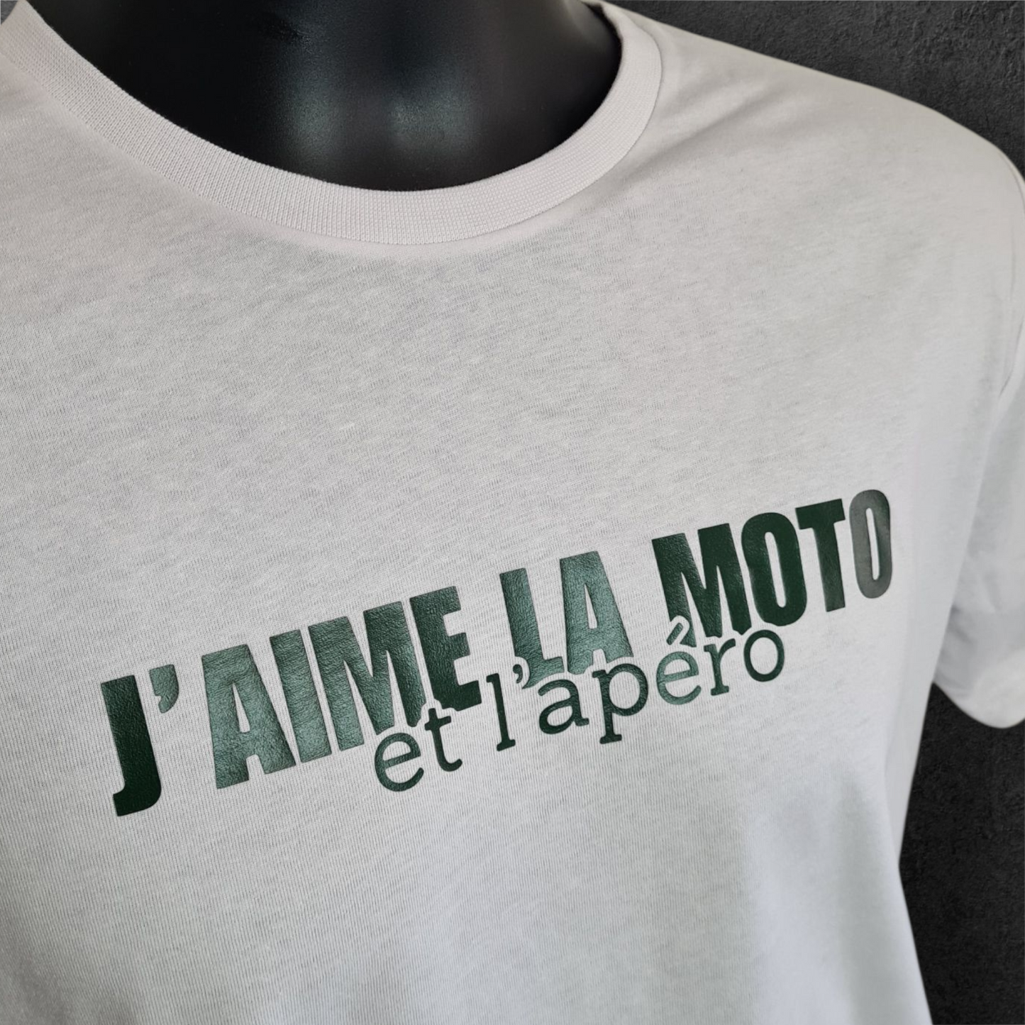 T-shirt blanc à manche courte homme " J'aime la moto et l'apéro "