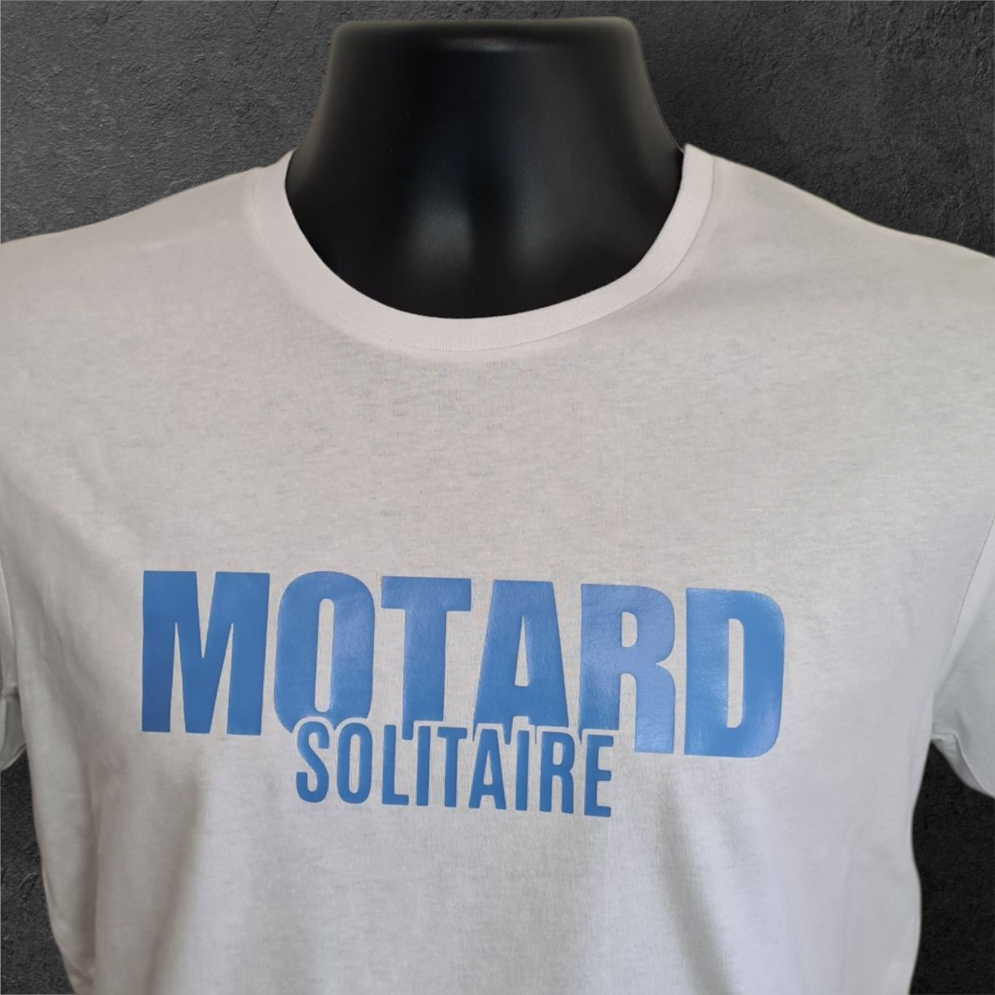 T-shirt blanc à manche courte homme " Motard solitaire "