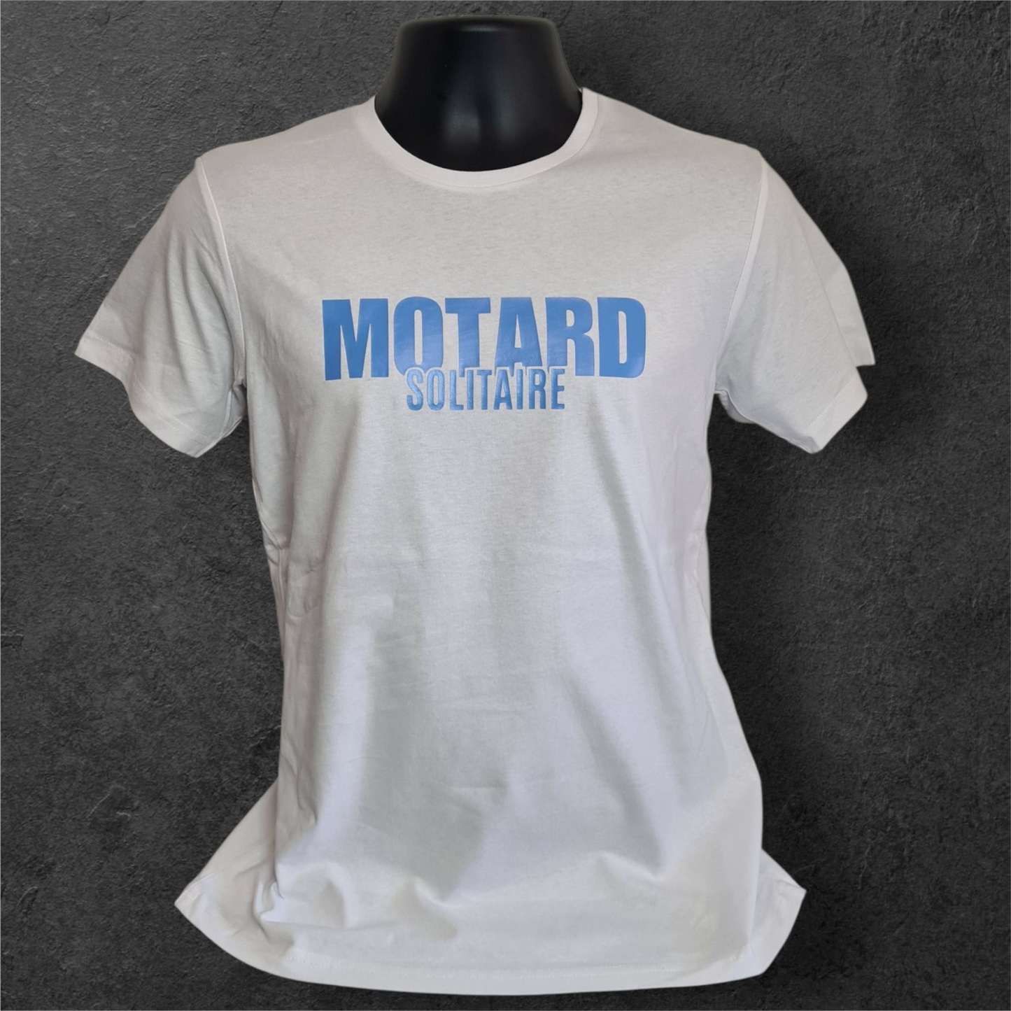 T-shirt blanc à manche courte homme " Motard solitaire "