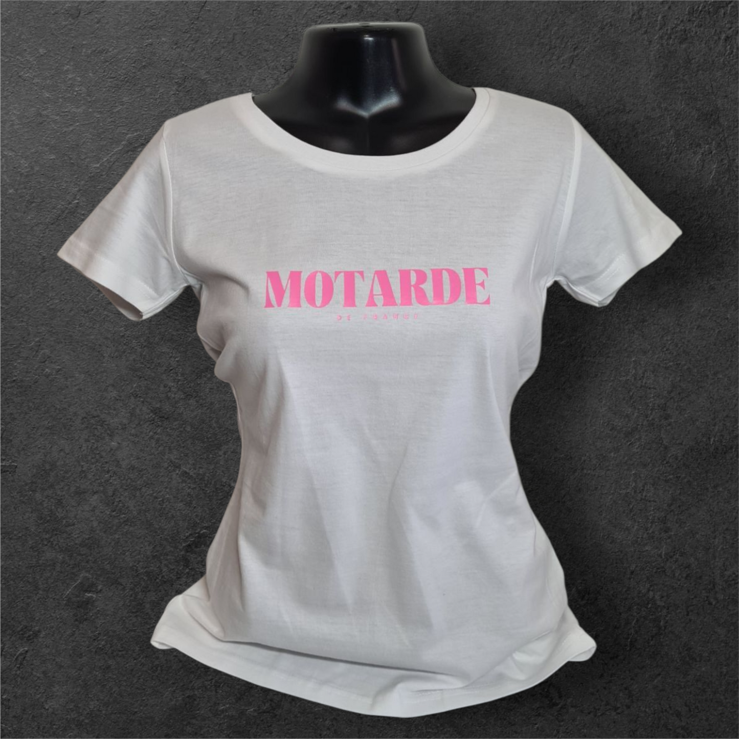 T-shirt blanc femme à manche courte " Motarde de france "