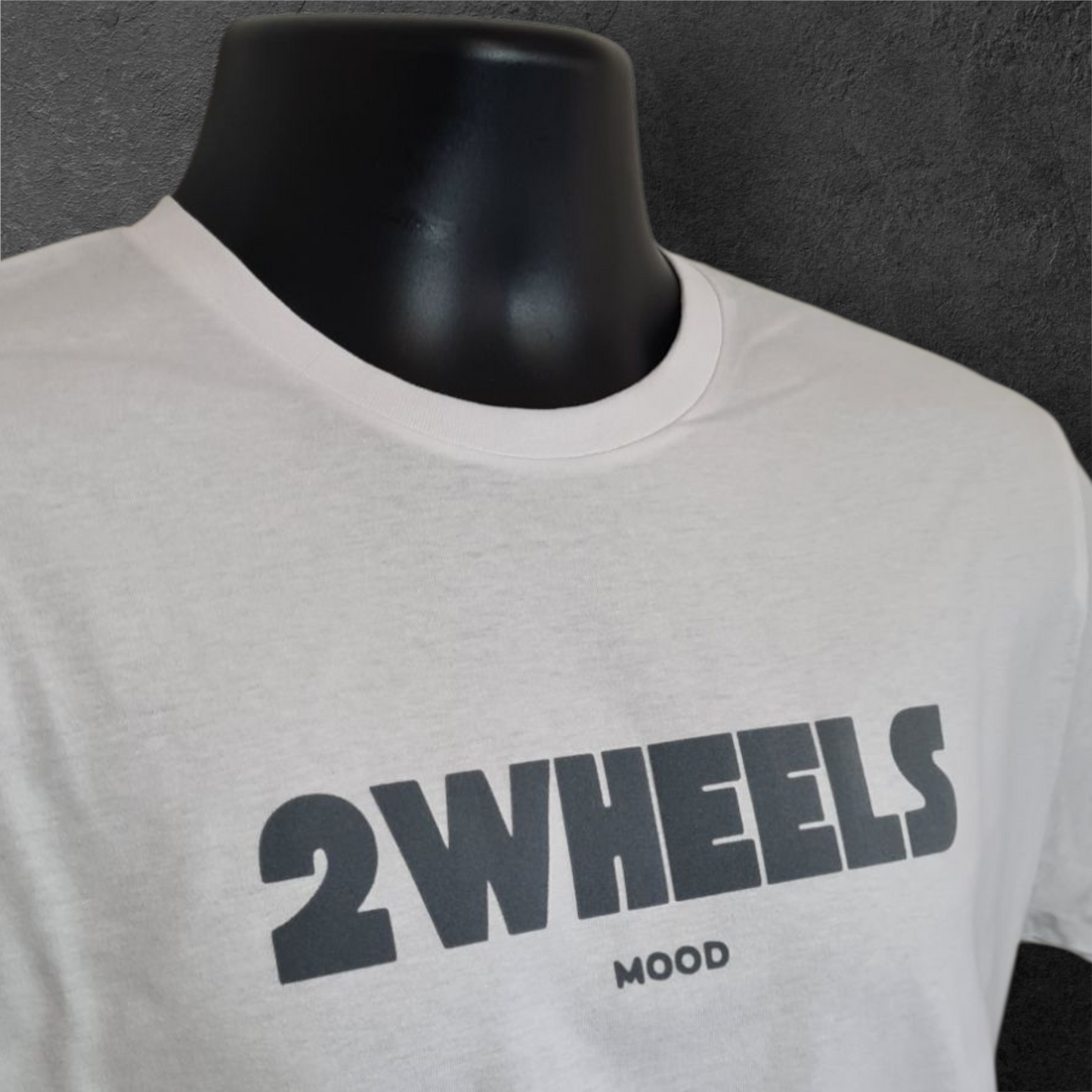 T-shirt blanc manche courte homme pour motard " 2wheels mood " gris velours