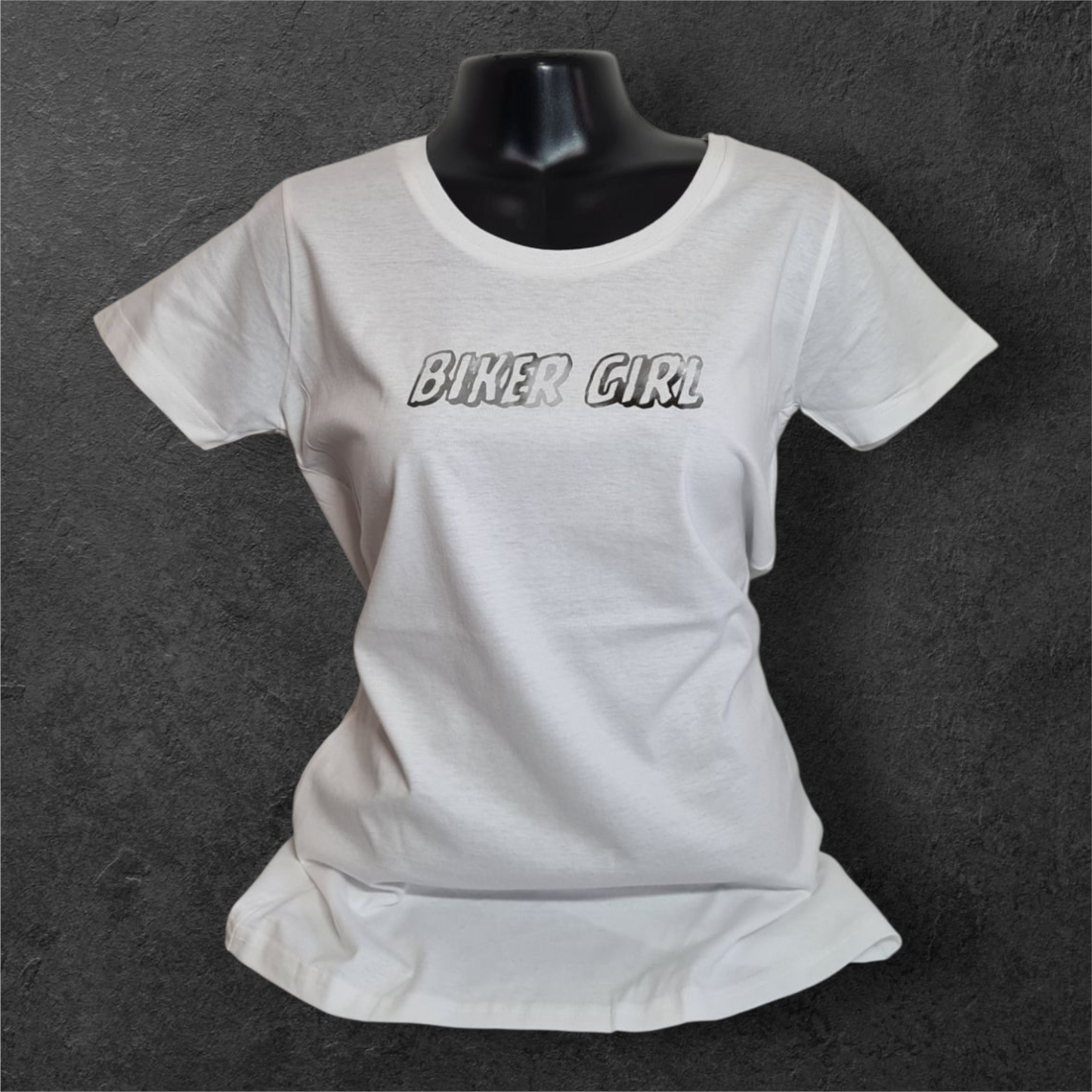 T-shirt blanc pour femme nuage " Biker girl "