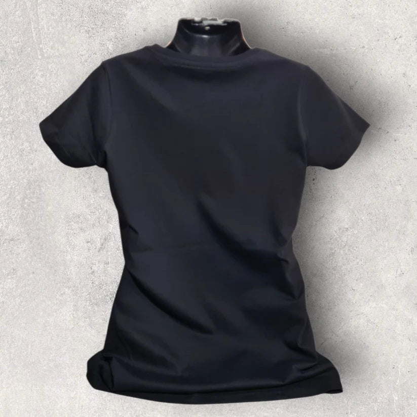 T-shirt noir " Biker girl " holographique