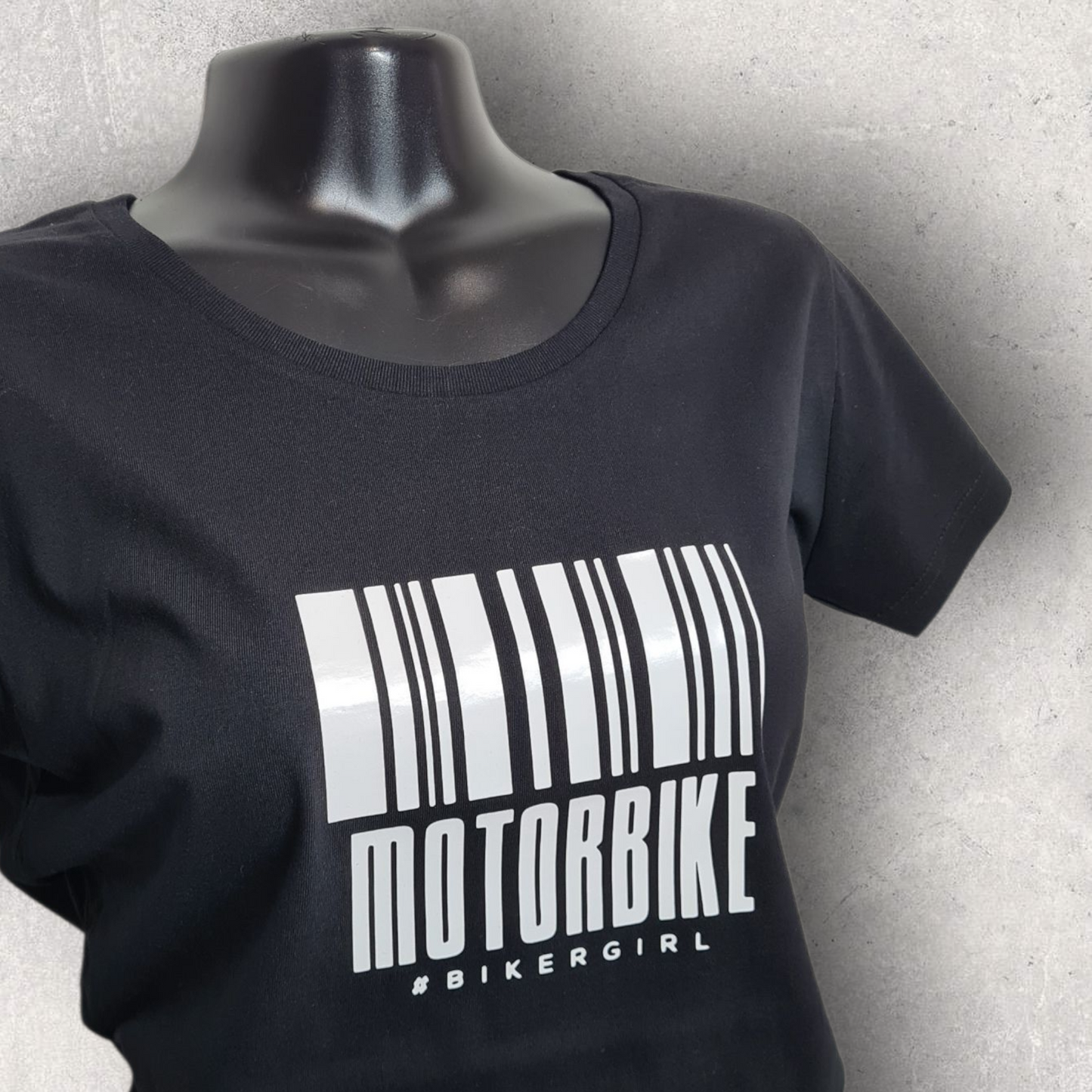 T-shirt noir à manche courte femme " Motorbike #bikergirl "