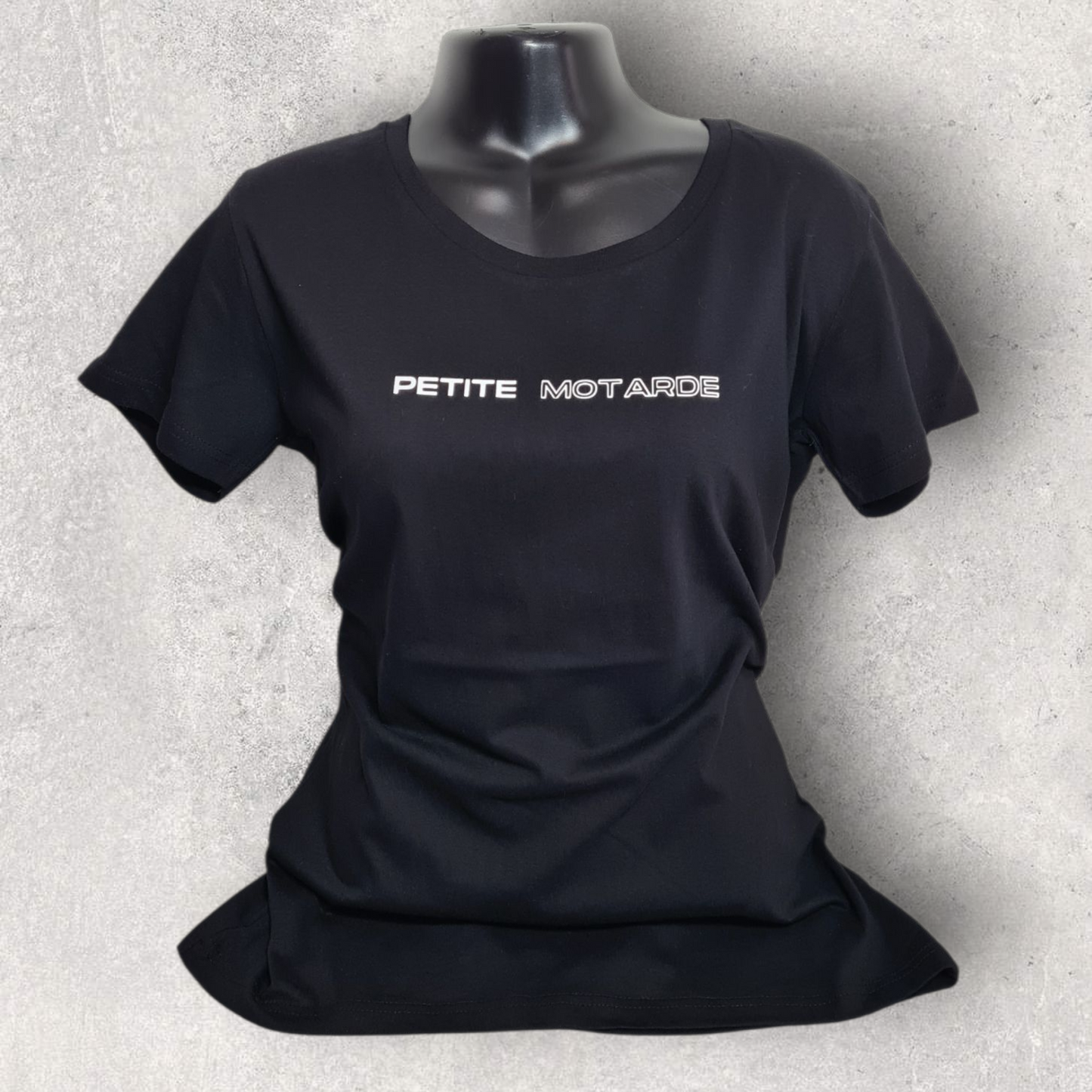 T-shirt noir à manche courte femme " Petite motarde "