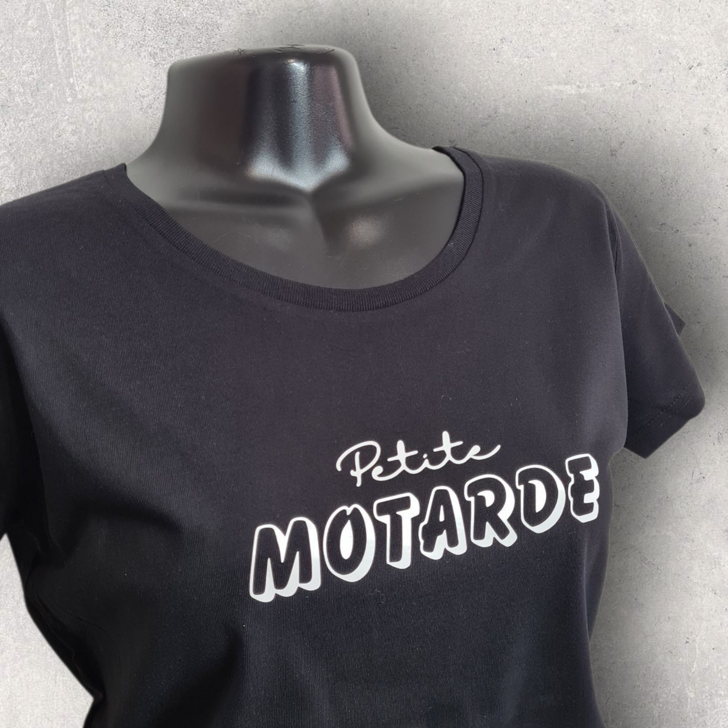 T-shirt noir à manche courte femme " Petite motarde "