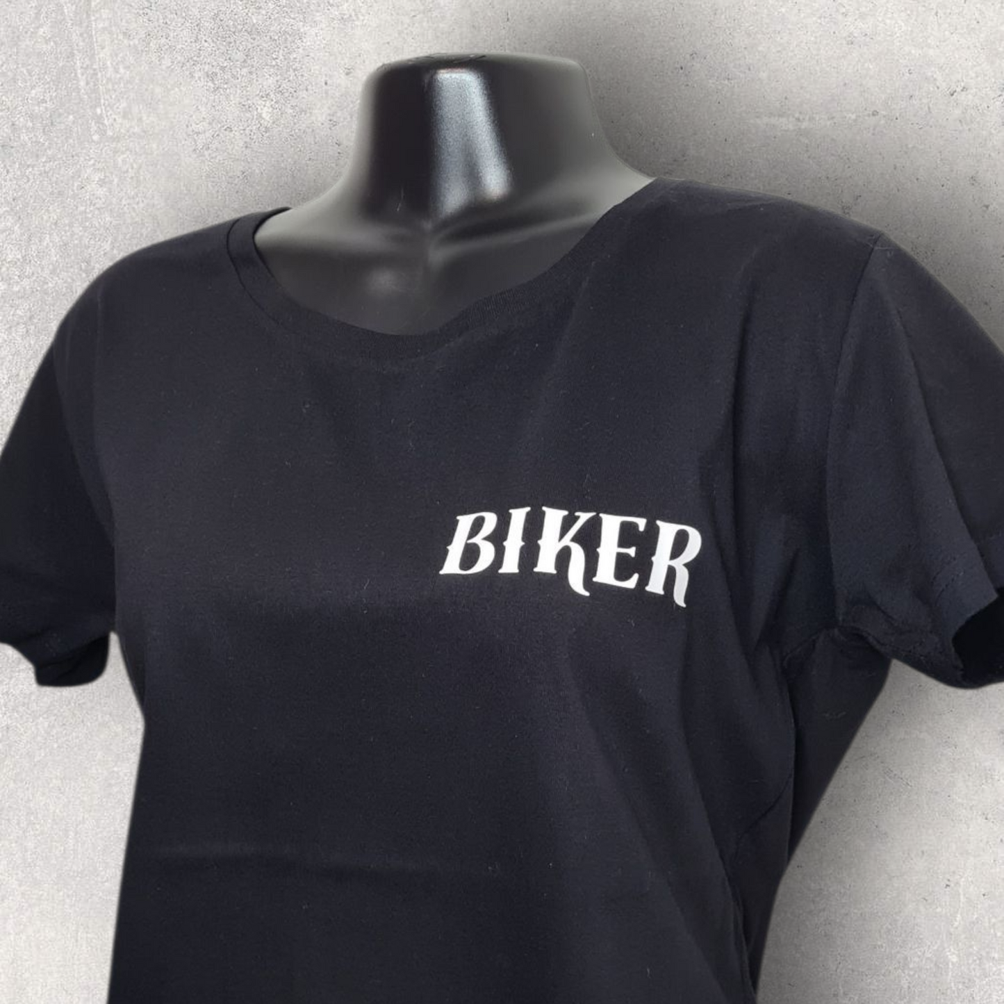 T-shirt noir femme à manche courte " Biker "
