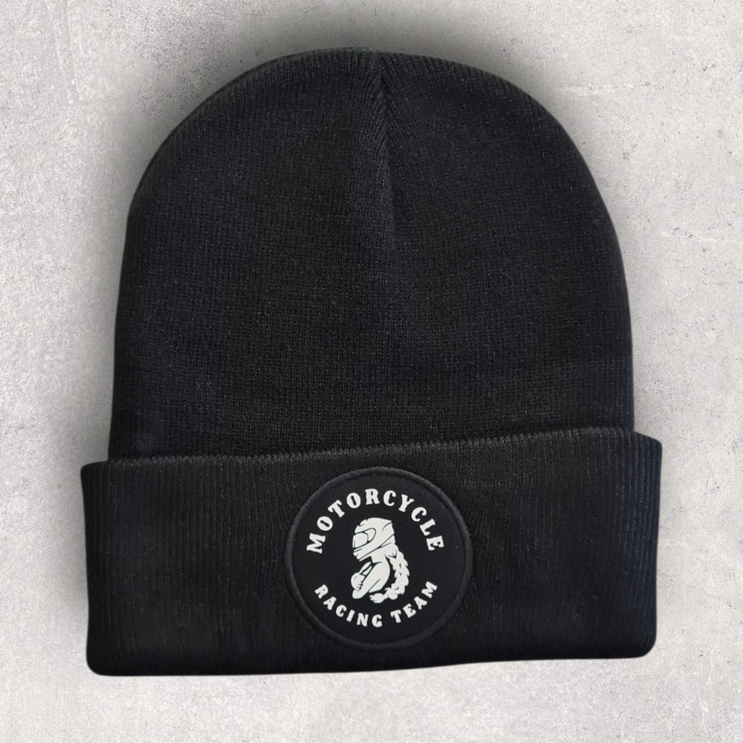 Bonnet noir pour motarde " Motorcycle racing team "