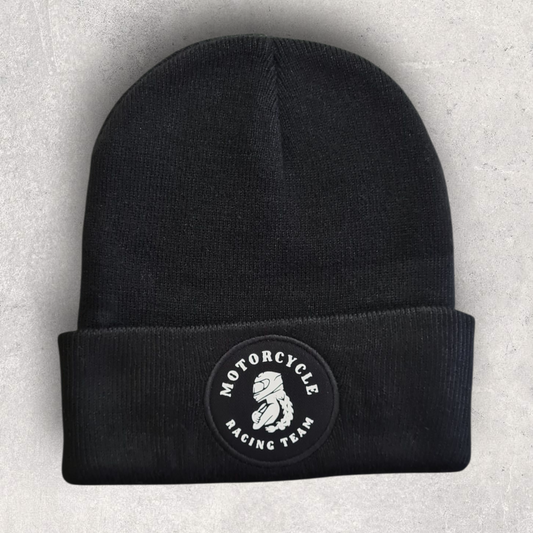 Bonnet noir pour motarde " Motorcycle racing team "