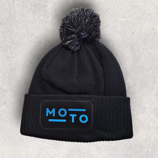 Bonnet noir " Moto " bleu