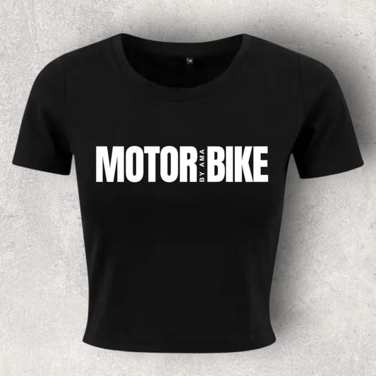 Crop top noir à manches courte pour motarde " Motorbike "