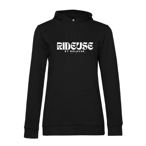 Sweats à capuche noir manche longue " Rideuse et râleuse " pour motarde