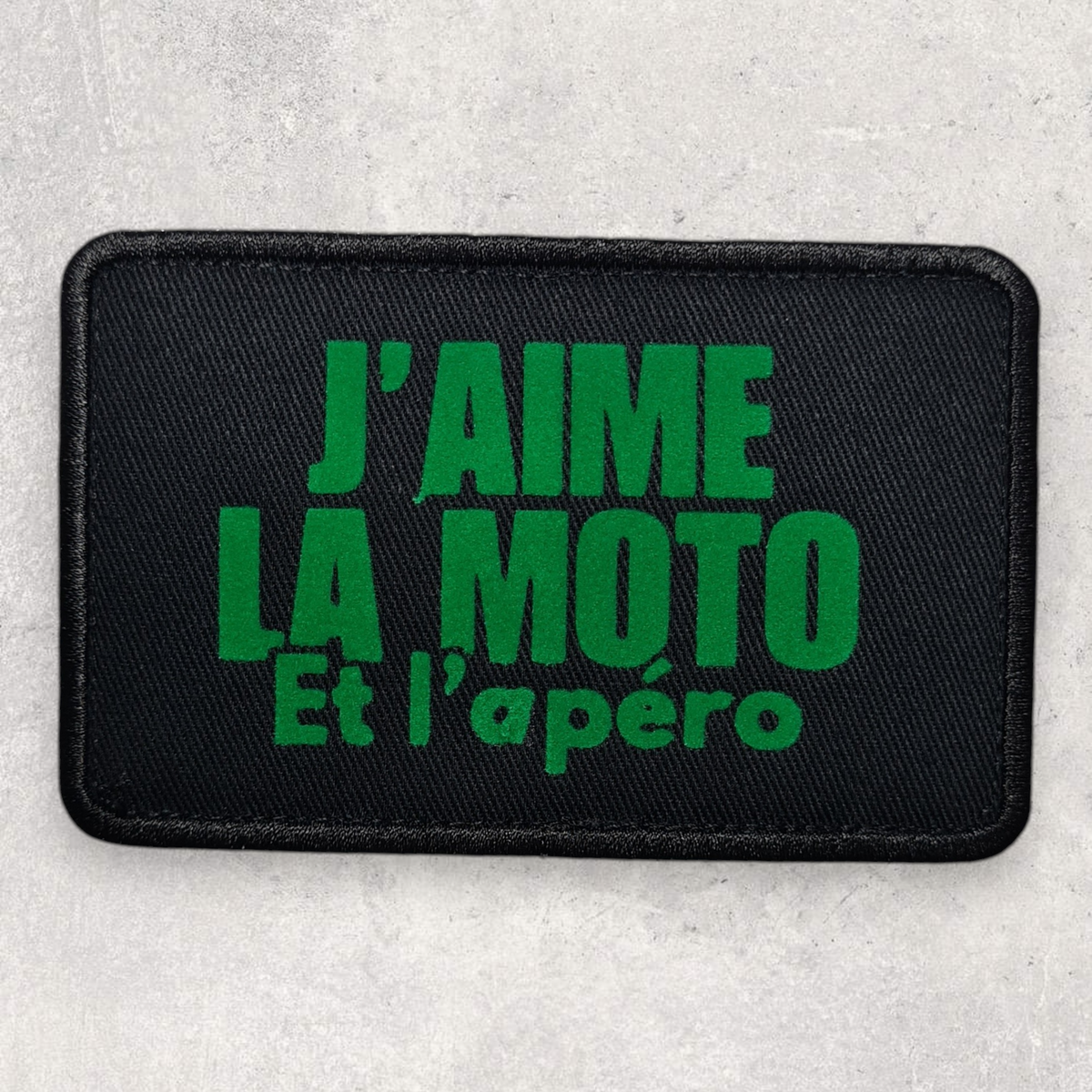 Patch amovible " J'aime la moto et l'apéro "