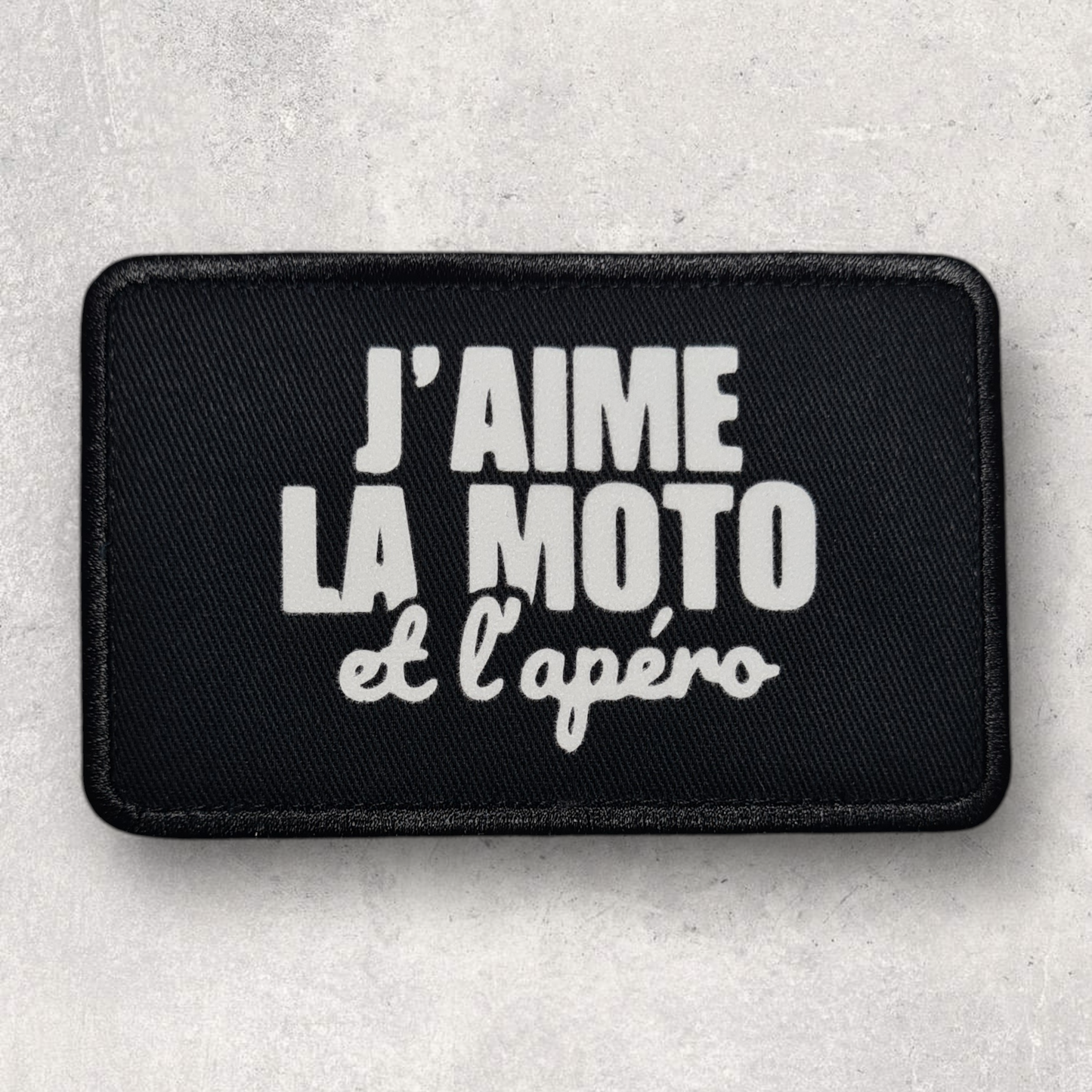 Patch amovible " J'aime la moto et l'apéro "