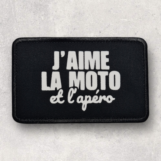 Patch amovible " J'aime la moto et l'apéro "