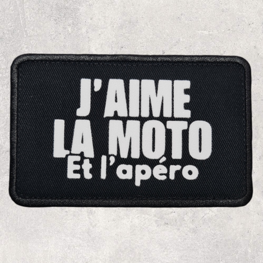 Patch amovible " J'aime la moto et l'apéro "