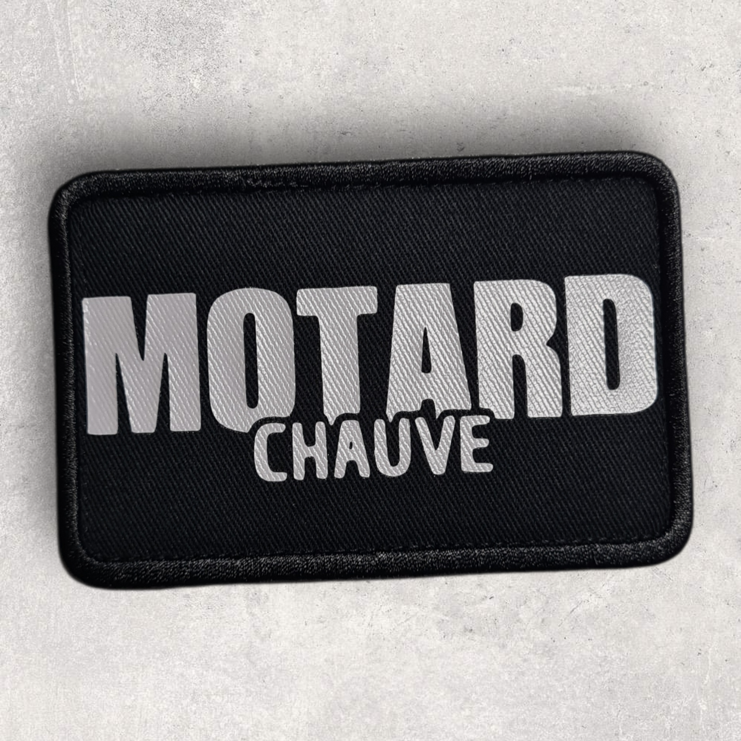 Patch amovible " Motard chauve " gris