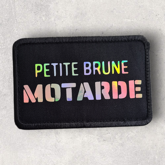 Patch amovible " Petite brune motarde " holographique
