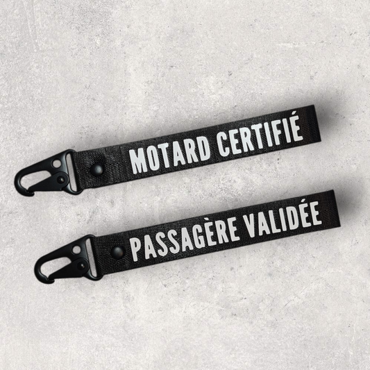 Porte-clés Duo – Motard et Passagère
