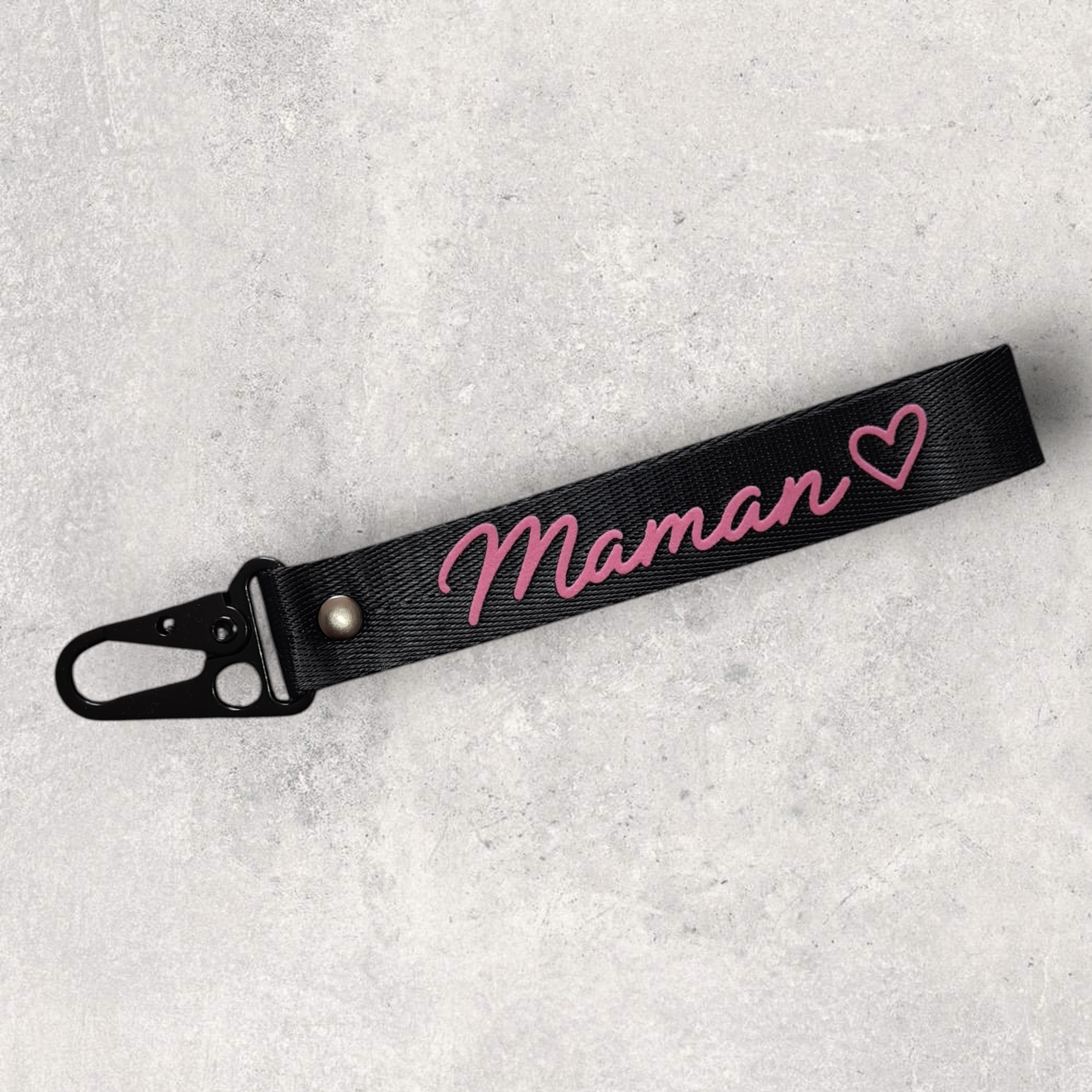 Porte-clé " Maman " – Effet velours rose