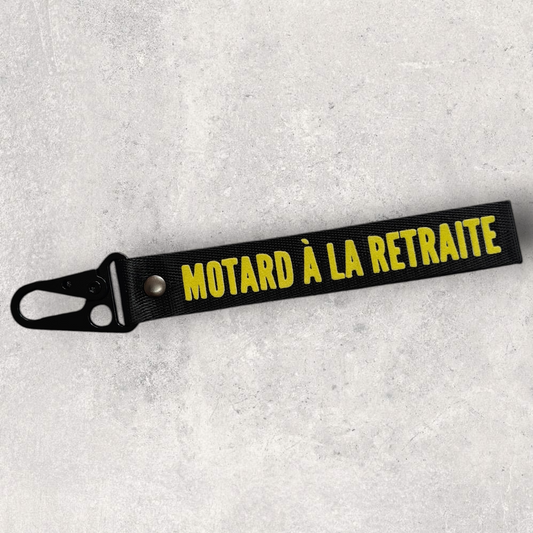 Porte-clès " Motard à la retraite "