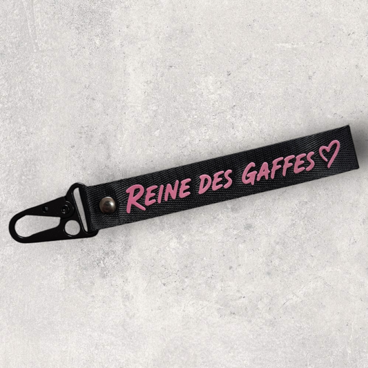 Porte-clé " Reine des Gaffes " – Effet velours rose