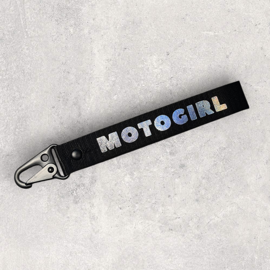 Porte-clés " Moto girl " holographique