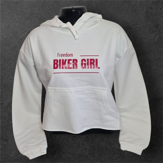 Swat à capuche court " Freedom biker girl " pour motarde rose red