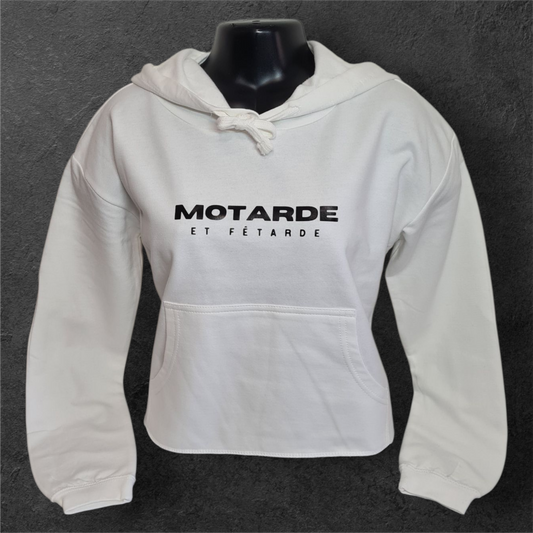 Sweat à capuche court " Motarde et fêtarde "