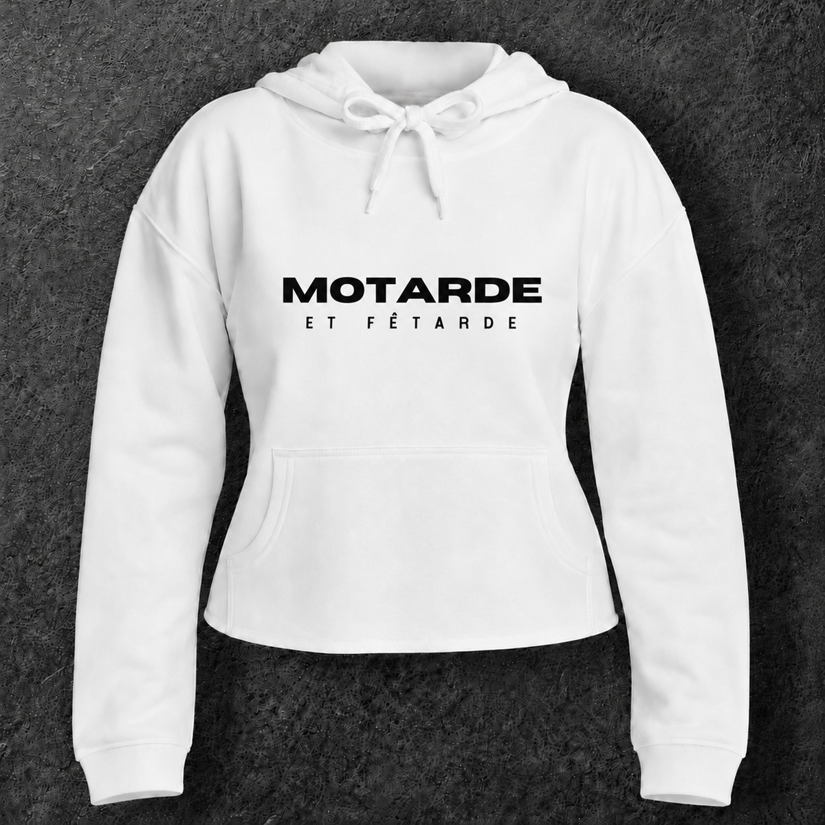 Sweat à capuche court " Motarde et fêtarde "