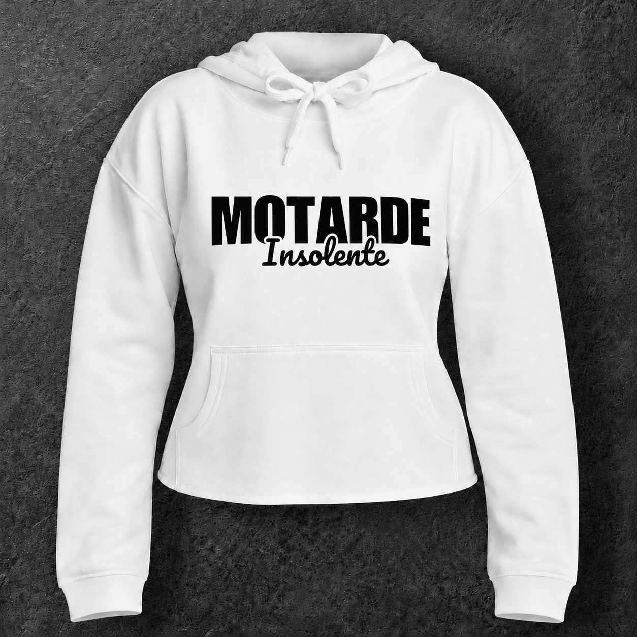 Sweat à capuche court " Motarde insolente "