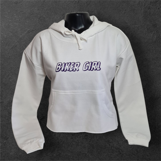 Sweat à capuche court femme " Biker girl " violet