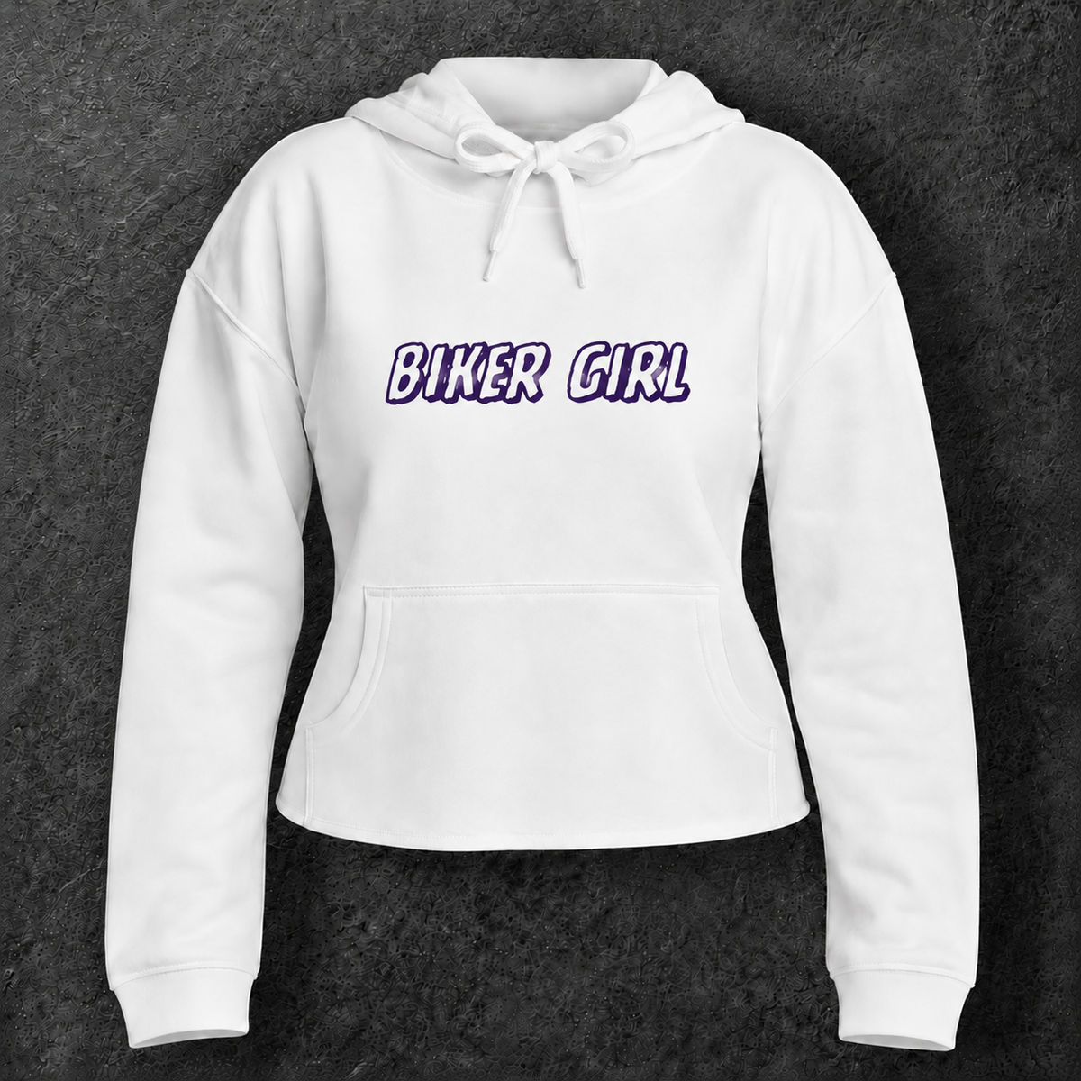 Sweat à capuche court femme " Biker girl " violet