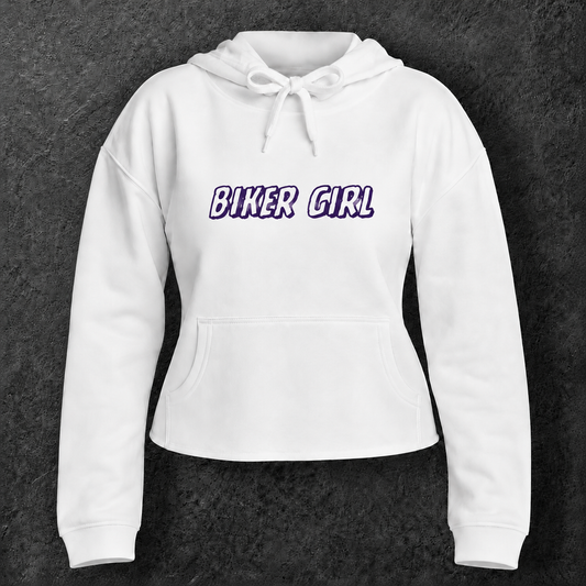 Sweat à capuche court femme " Biker girl " violet