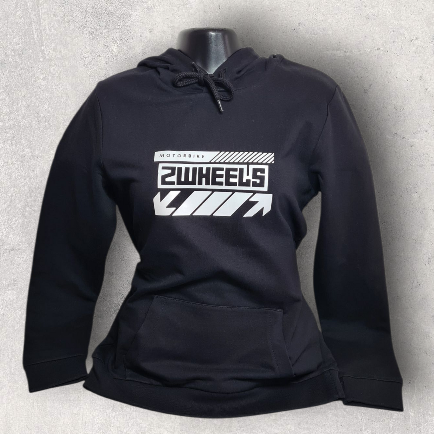 Sweat à capuche noir " Motorbike 2wheels " pour motarde