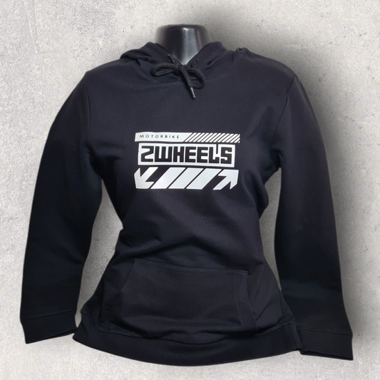 Sweat à capuche noir " Motorbike 2wheels " pour motarde