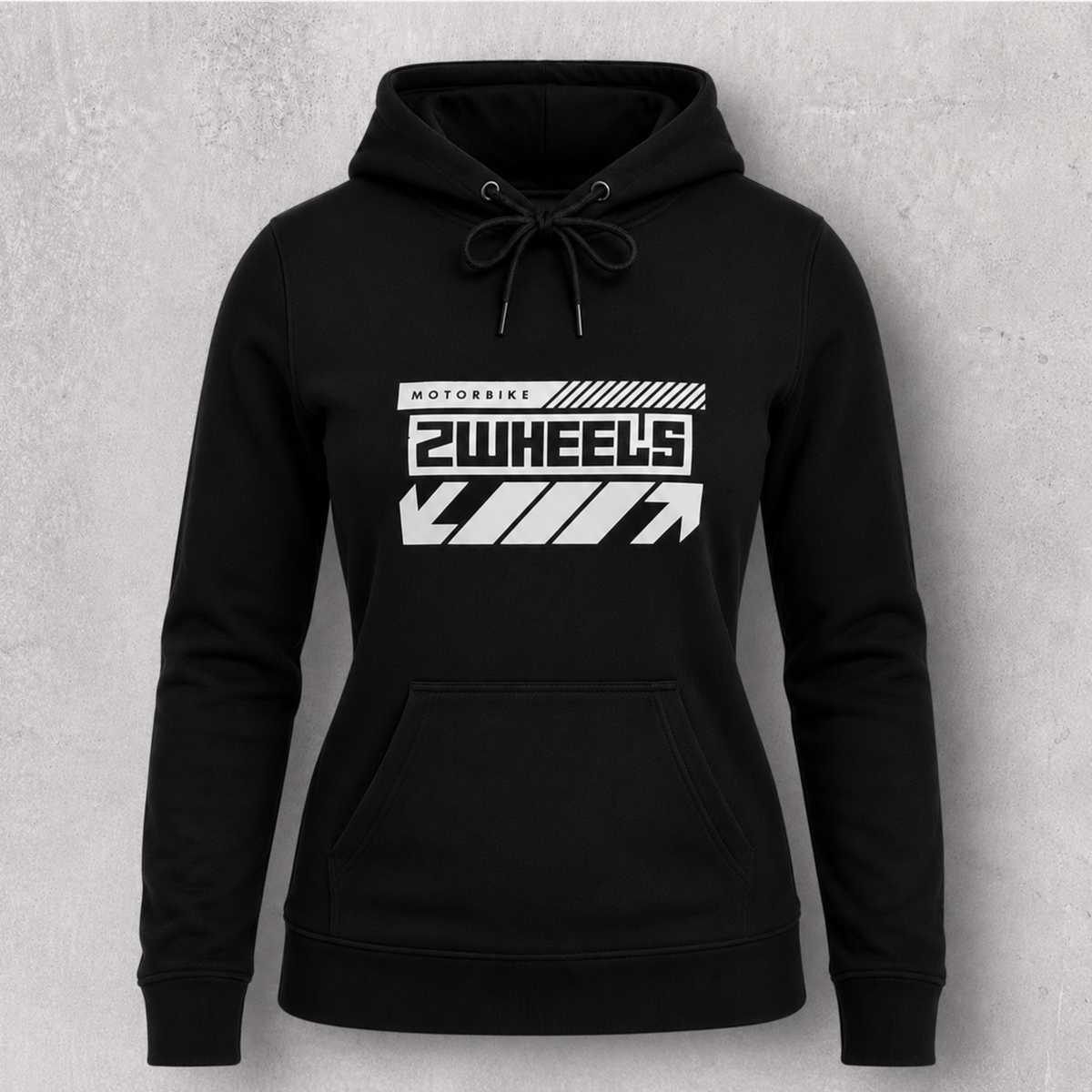 Sweat à capuche noir " Motorbike 2wheels " pour motarde
