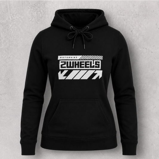 Sweat à capuche noir " Motorbike 2wheels " pour motarde