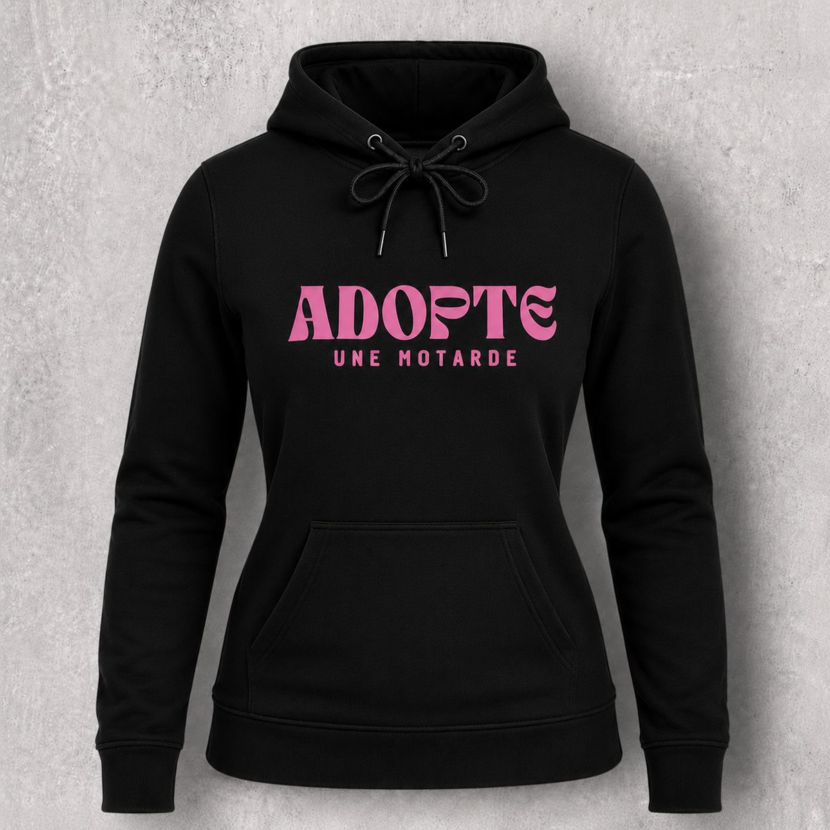 Sweat à capuche noir femme " Adopte une motarde "