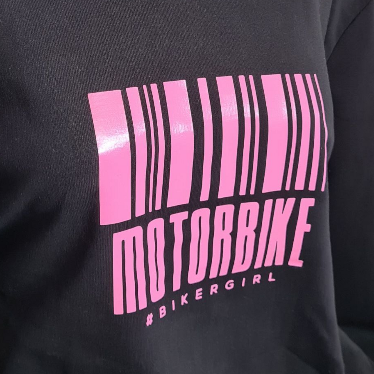 Sweat à capuche noir femme " Motorbike #bikergirl " pour motarde